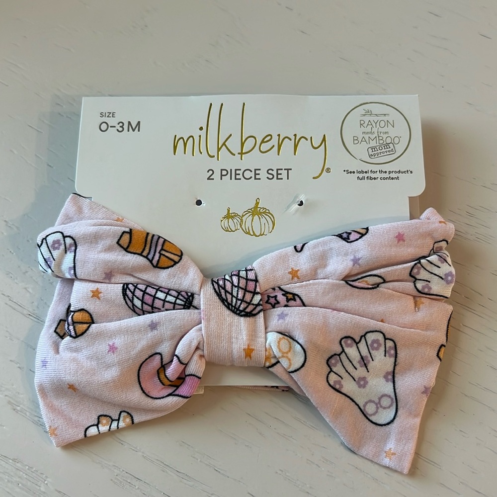 🎃 Milkberry Baby Girl Bamboo Ruffle Footie Headband Cowgirl 0-3 3-6 6-9 months - Picture 3 of 6